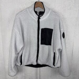 Fabletics Larissa White Teddy Fleece Zip Up Jacket Size Medium